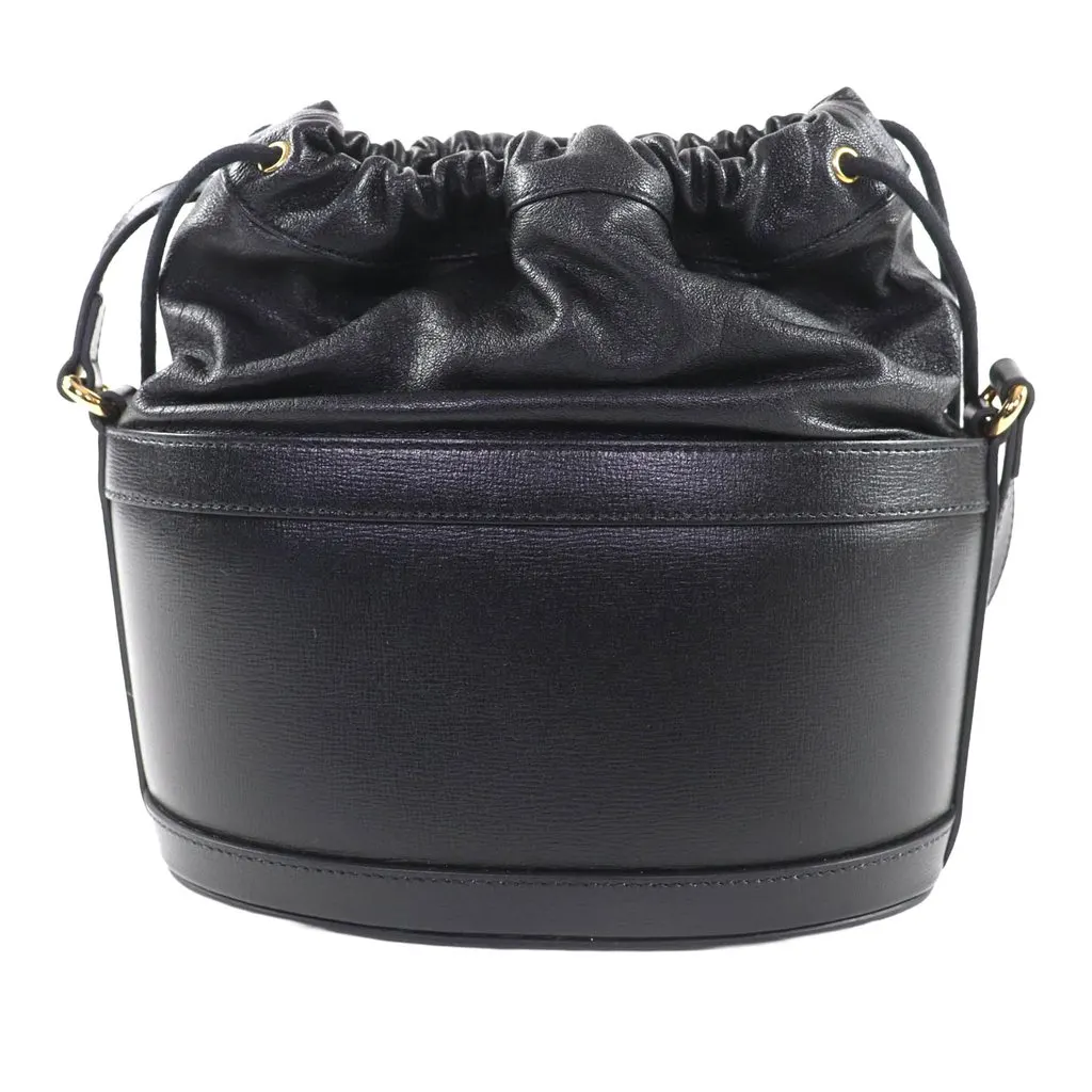 Gucci Calfskin Horsebit 1955 Bucket Bag Black Leather Very good - Back View
