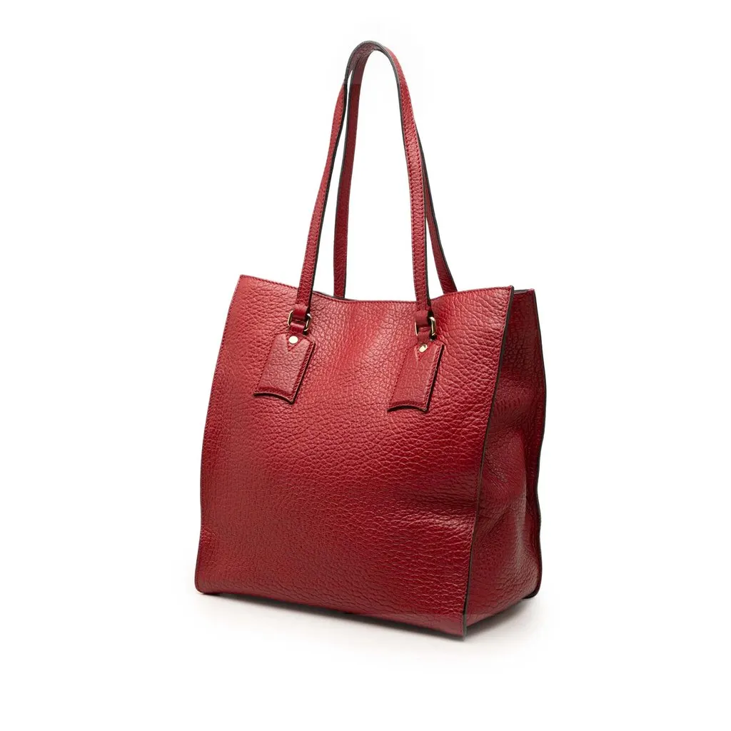 Burberry Grained Calfskin Heritage Woodbury Tote Red Leather Very good - Back View