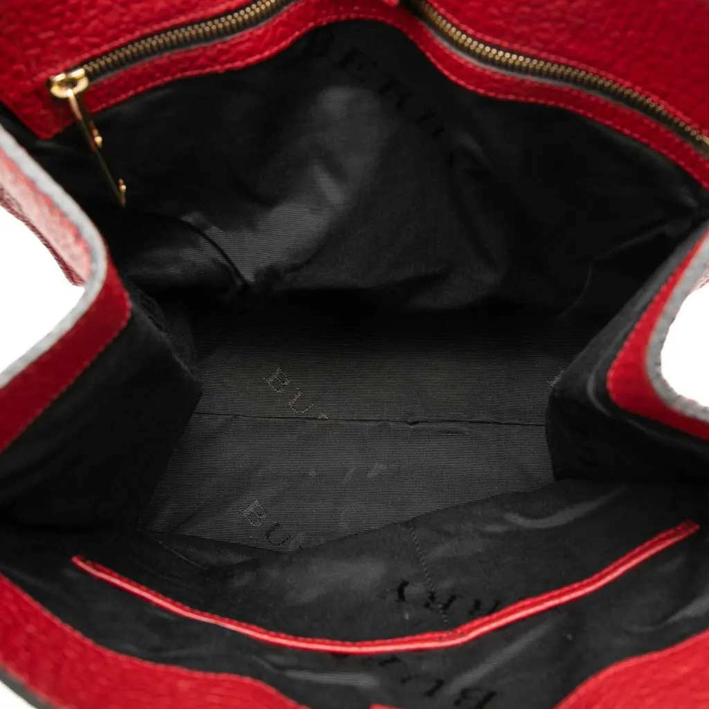 Burberry Grained Calfskin Heritage Woodbury Tote Red Leather Very good - Model View