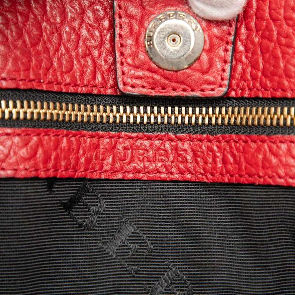 Burberry Grained Calfskin Heritage Woodbury Tote Red Leather Very good - Box View