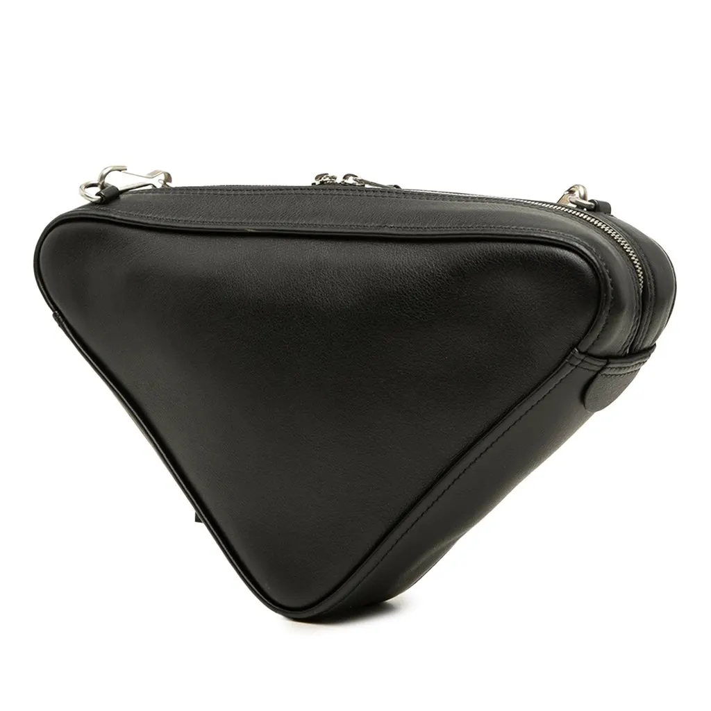 Balenciaga Leather Triangle Chain Crossbody Black Leather Very good - Back View