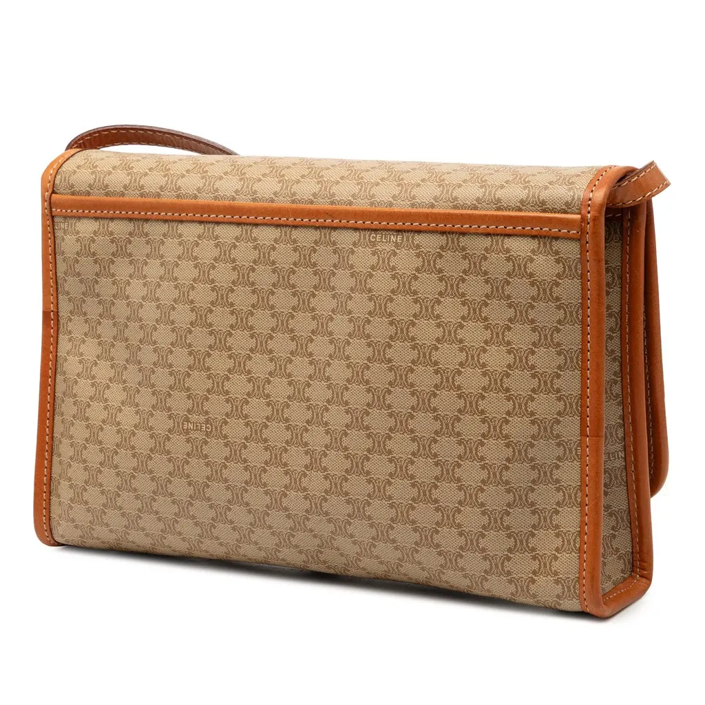 Celine Macadam Coated Canvas Crossbody Beige Very good - Back View