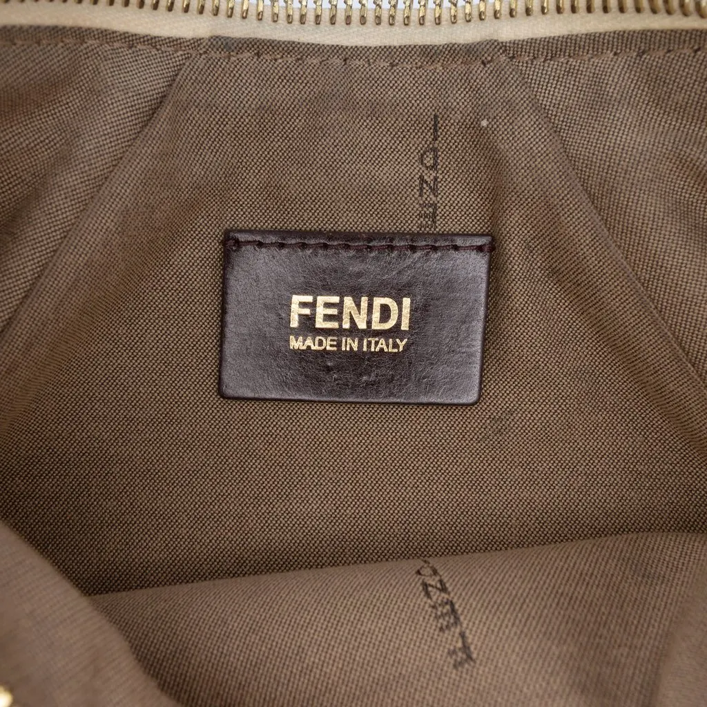 Fendi Zucchino Spalmati Chain Pochette Brown Canvas Very good - Box View
