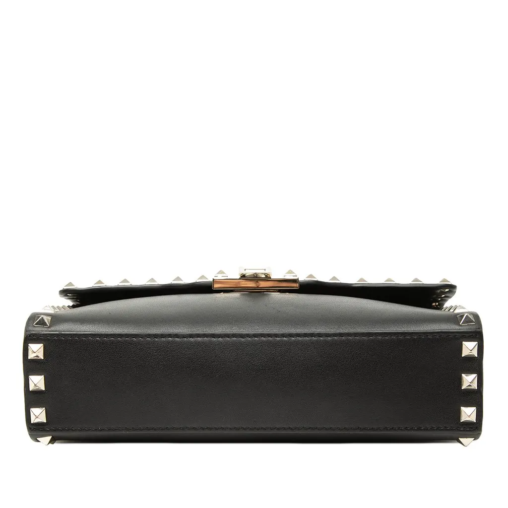 Valentino Small Leather Rockstud Flip Lock Crossbody Black Leather Very good - Inside View