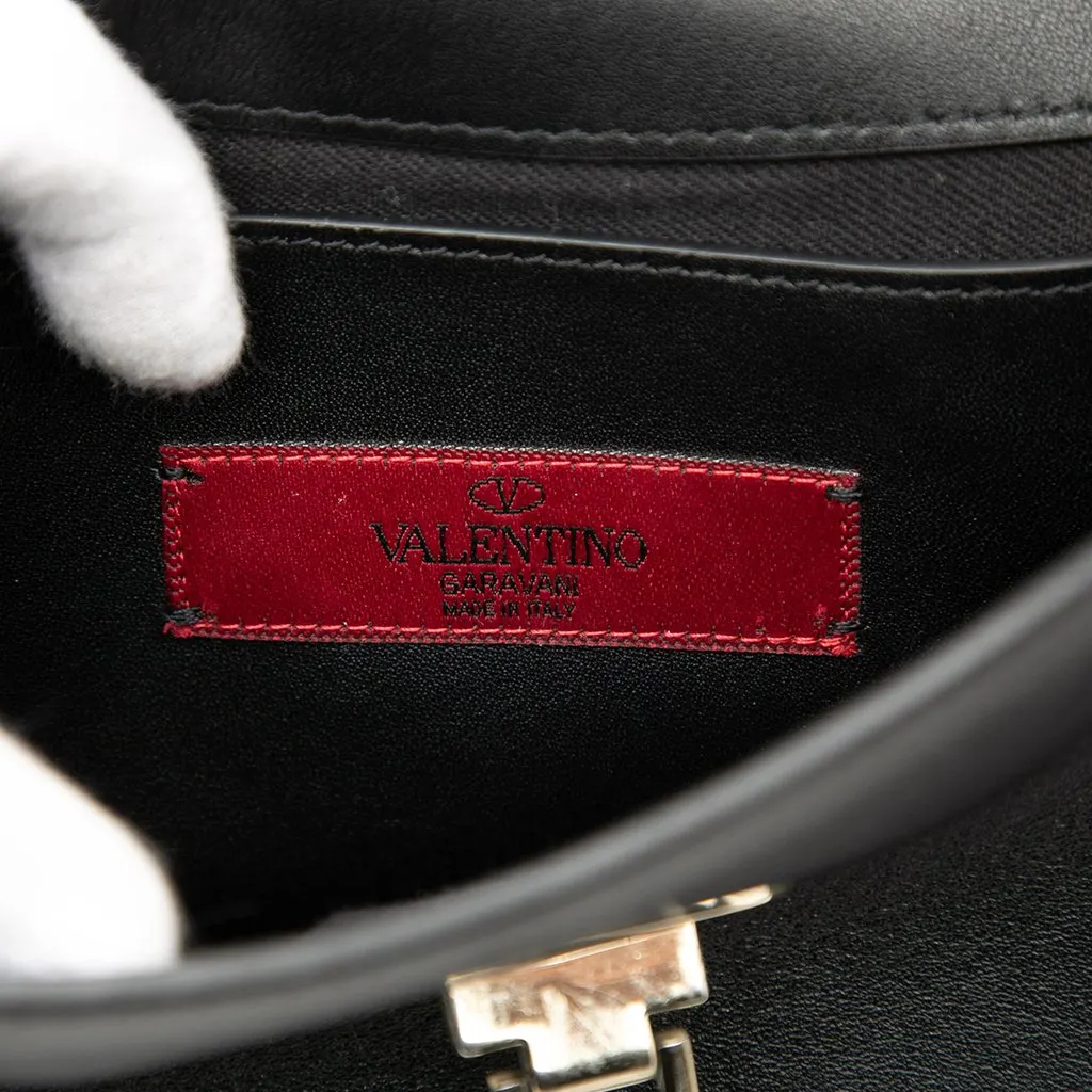 Valentino Small Leather Rockstud Flip Lock Crossbody Black Leather Very good - Box View