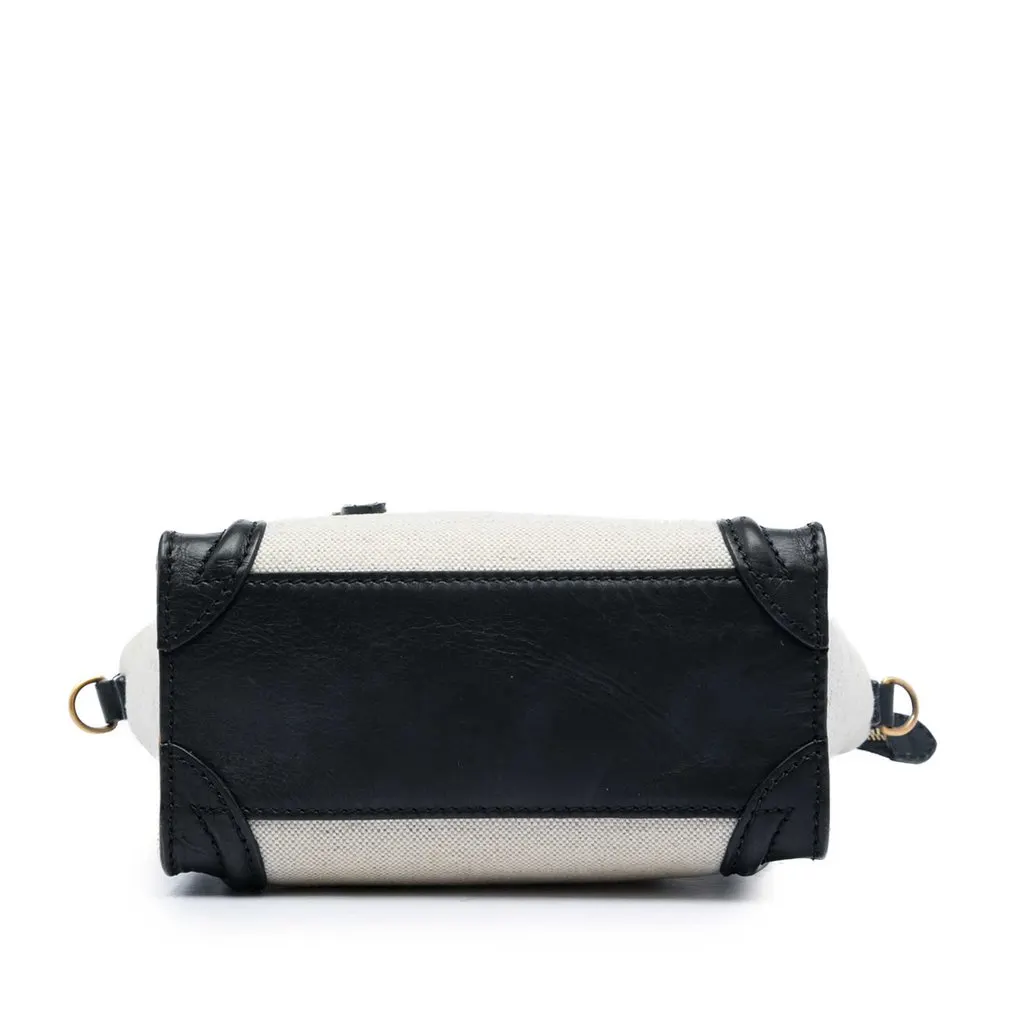 Celine Nano Bicolor Canvas and Leather Luggage Tote White Very good - Inside View