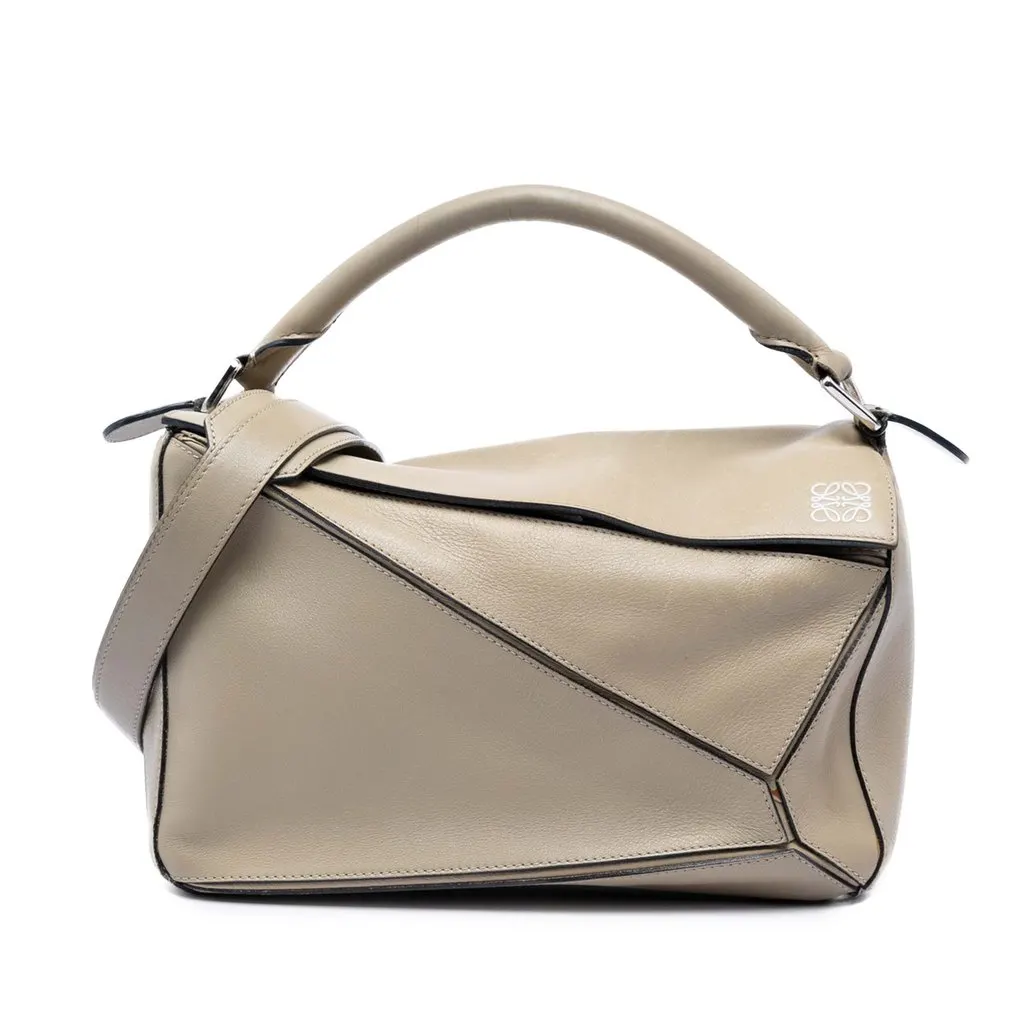 Loewe Medium Calfskin Puzzle Satchel Brown Leather Good - Front View