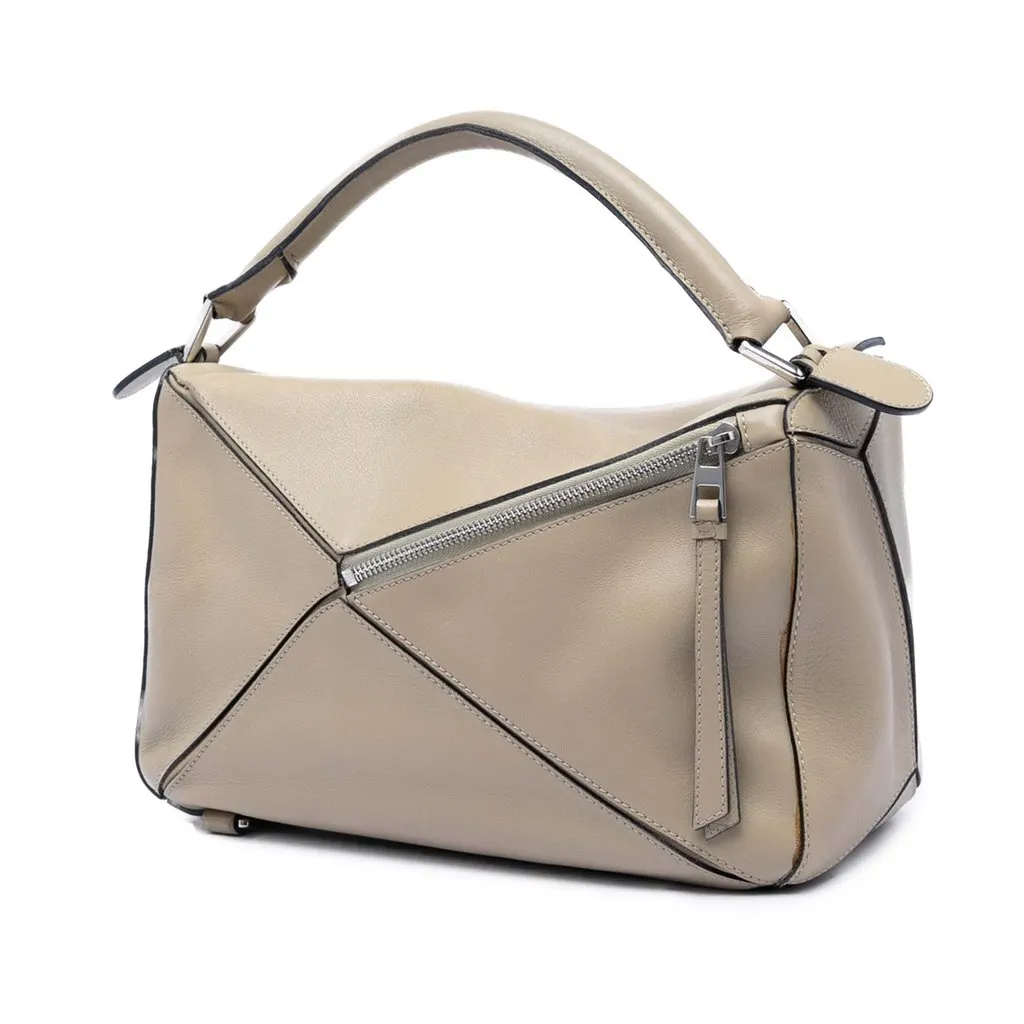 Loewe Medium Calfskin Puzzle Satchel Brown Leather Good - Back View