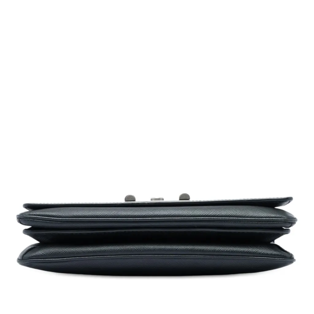 Prada Saffiano Lux Lock Chain Flap Black Leather Very good - Inside View