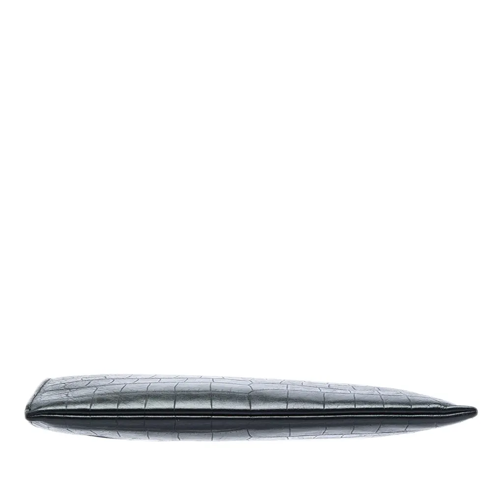 Saint Laurent Croc Embossed Leather Clutch Black Leather Good - Inside View