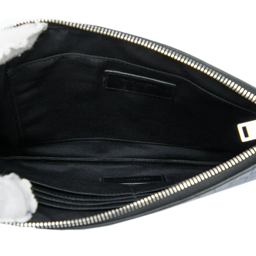 Saint Laurent Croc Embossed Leather Clutch Black Leather Good - Model View