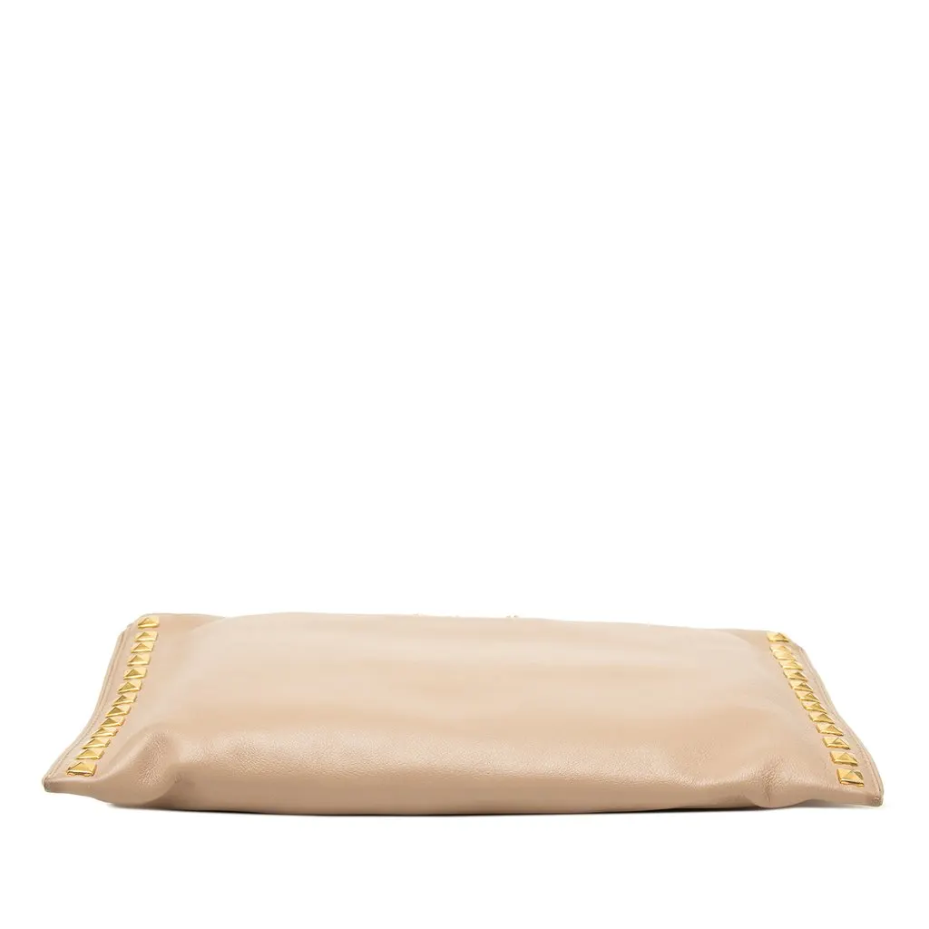 Miu Miu Studded Leather Zip Clutch Beige Leather Good - Inside View