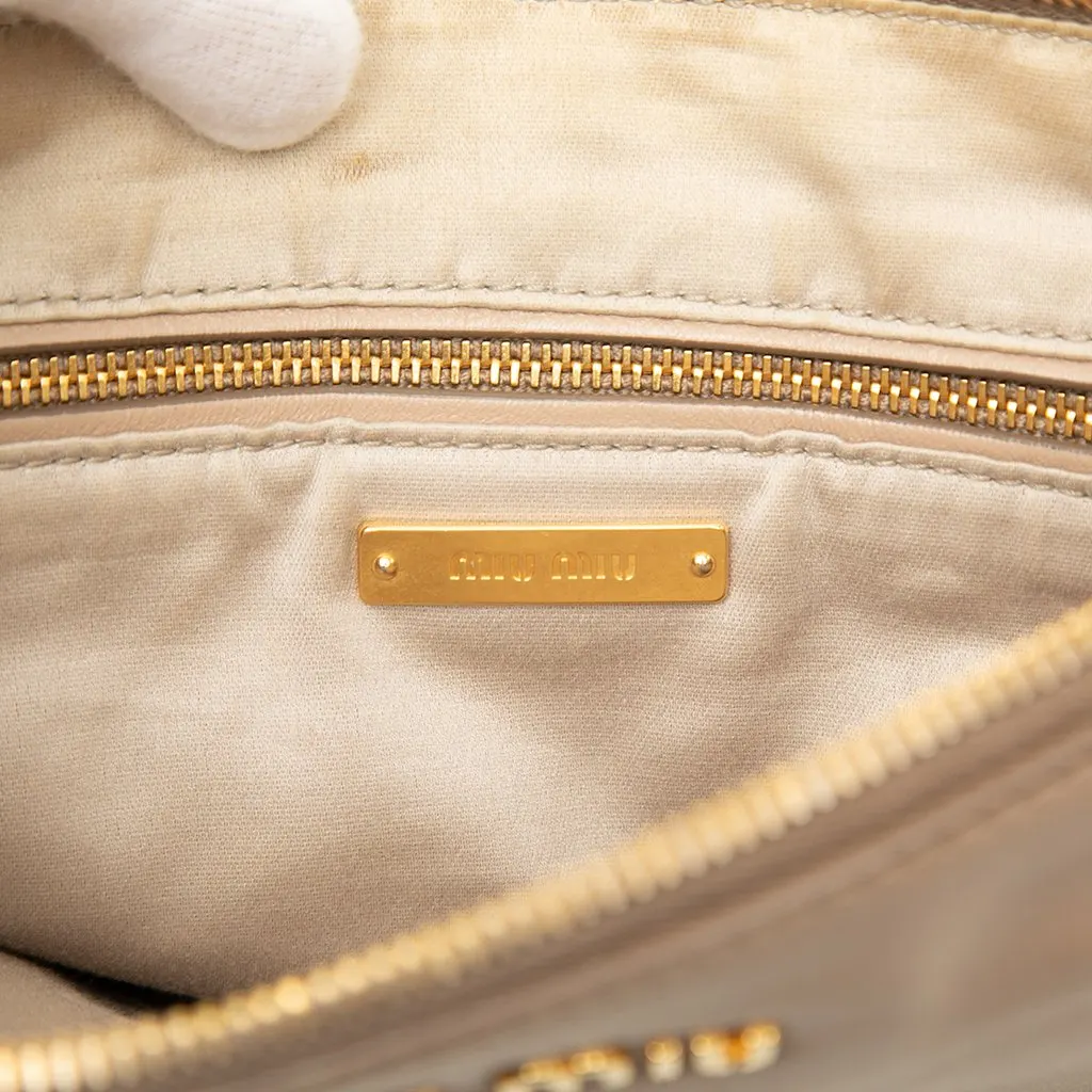 Miu Miu Studded Leather Zip Clutch Beige Leather Good - Box View