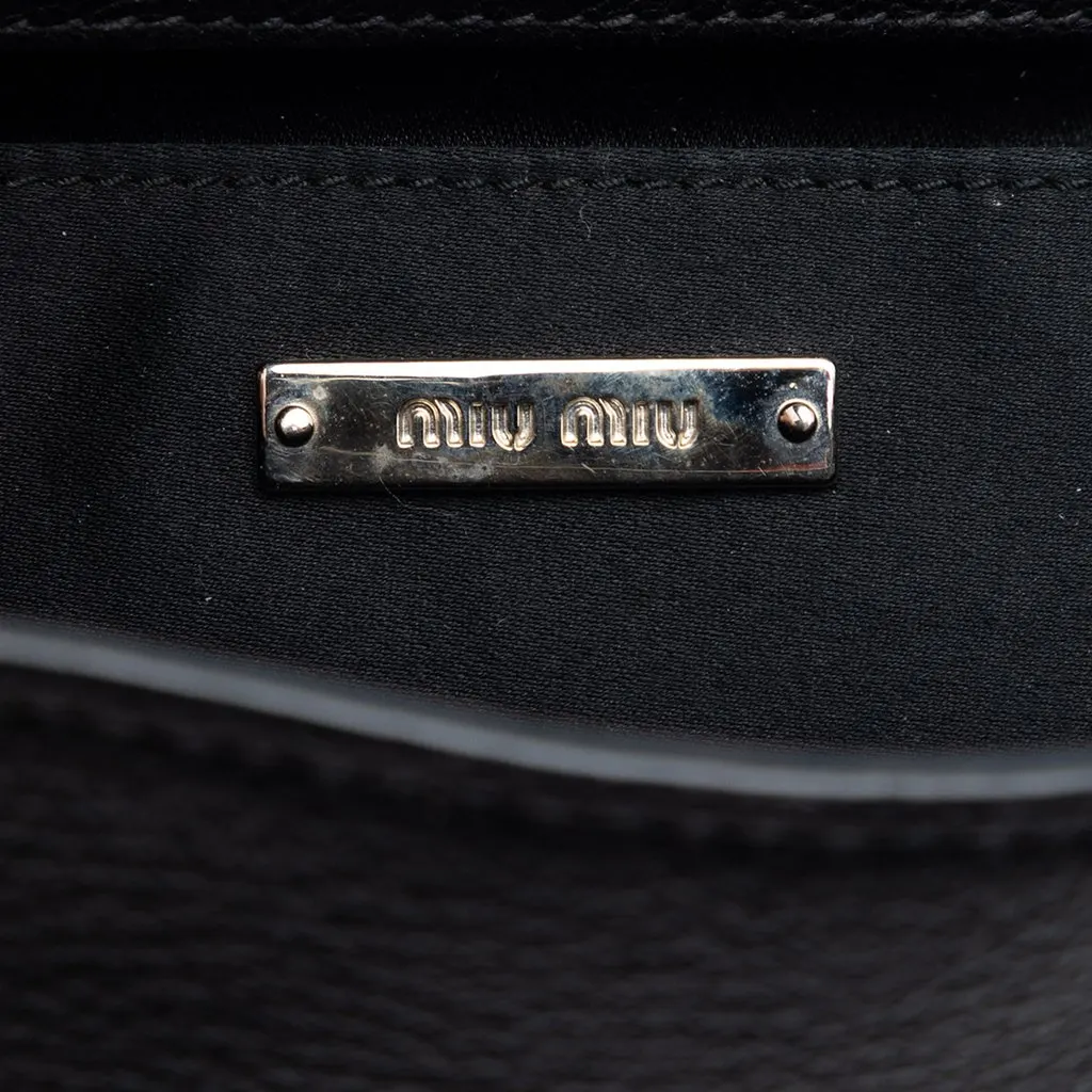 Miu Miu Goatskin Madras Crossbody Black Leather Very good - Box View