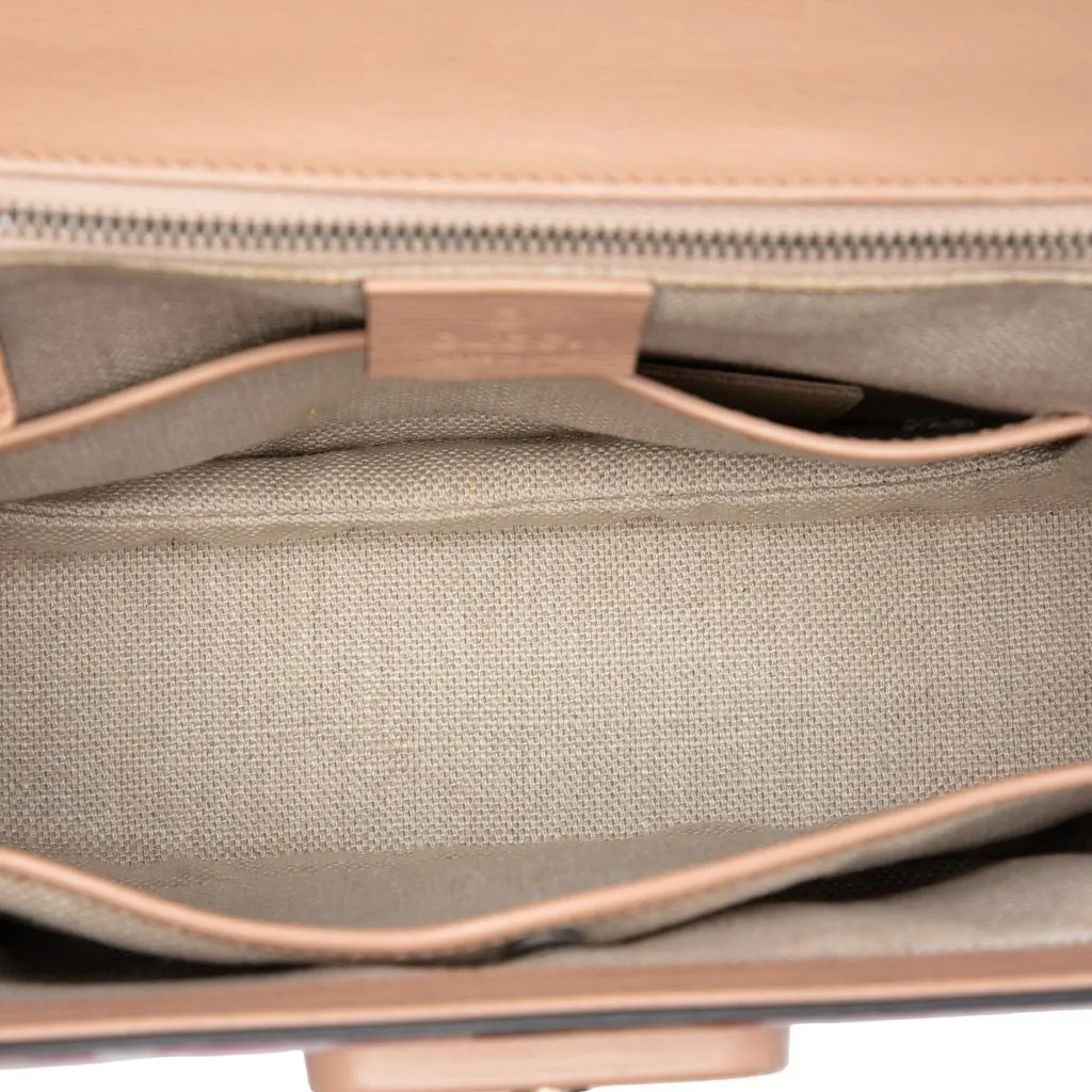 Gucci Medium Calfskin Blooms Bamboo Top Handle Bag Pink Leather Very good - Model View