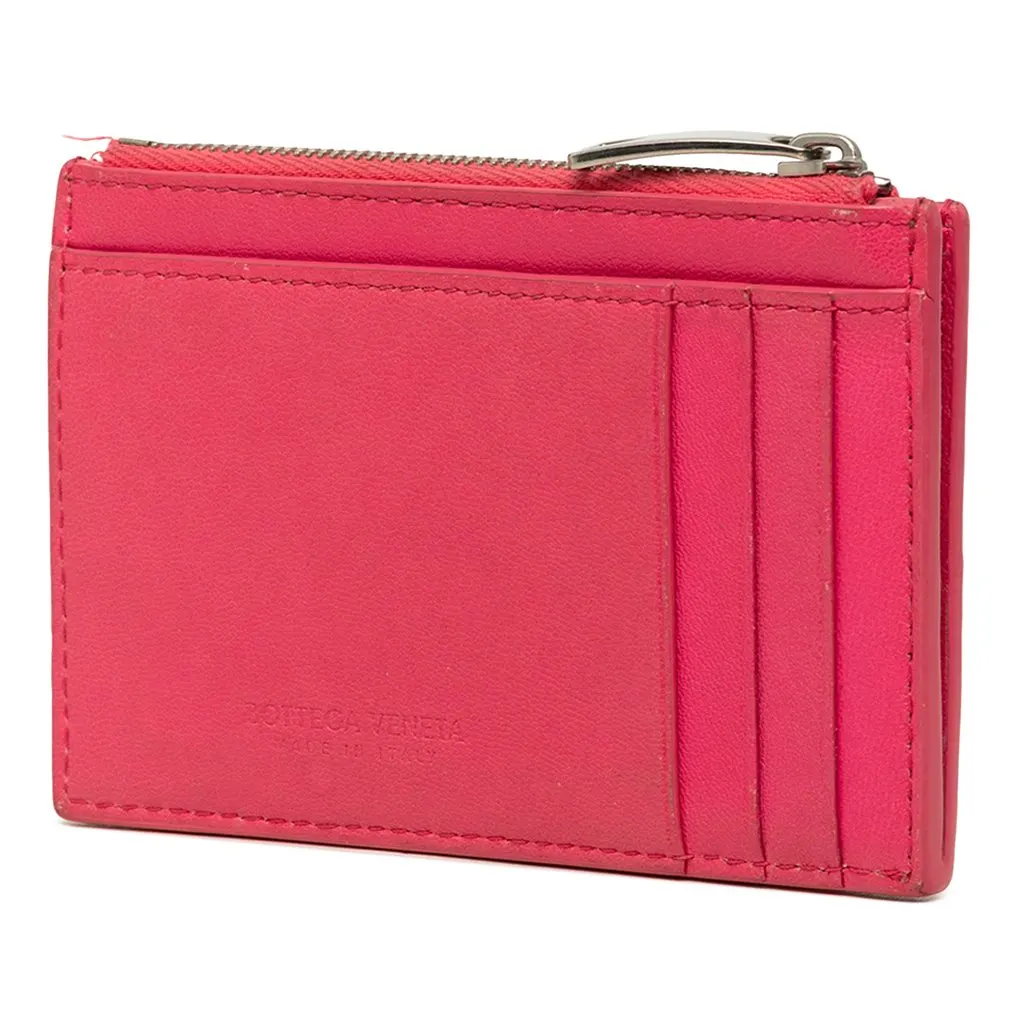 Bottega Veneta Nappa Maxi Intrecciato Cassette Card Case Pink Leather Very good - Back View