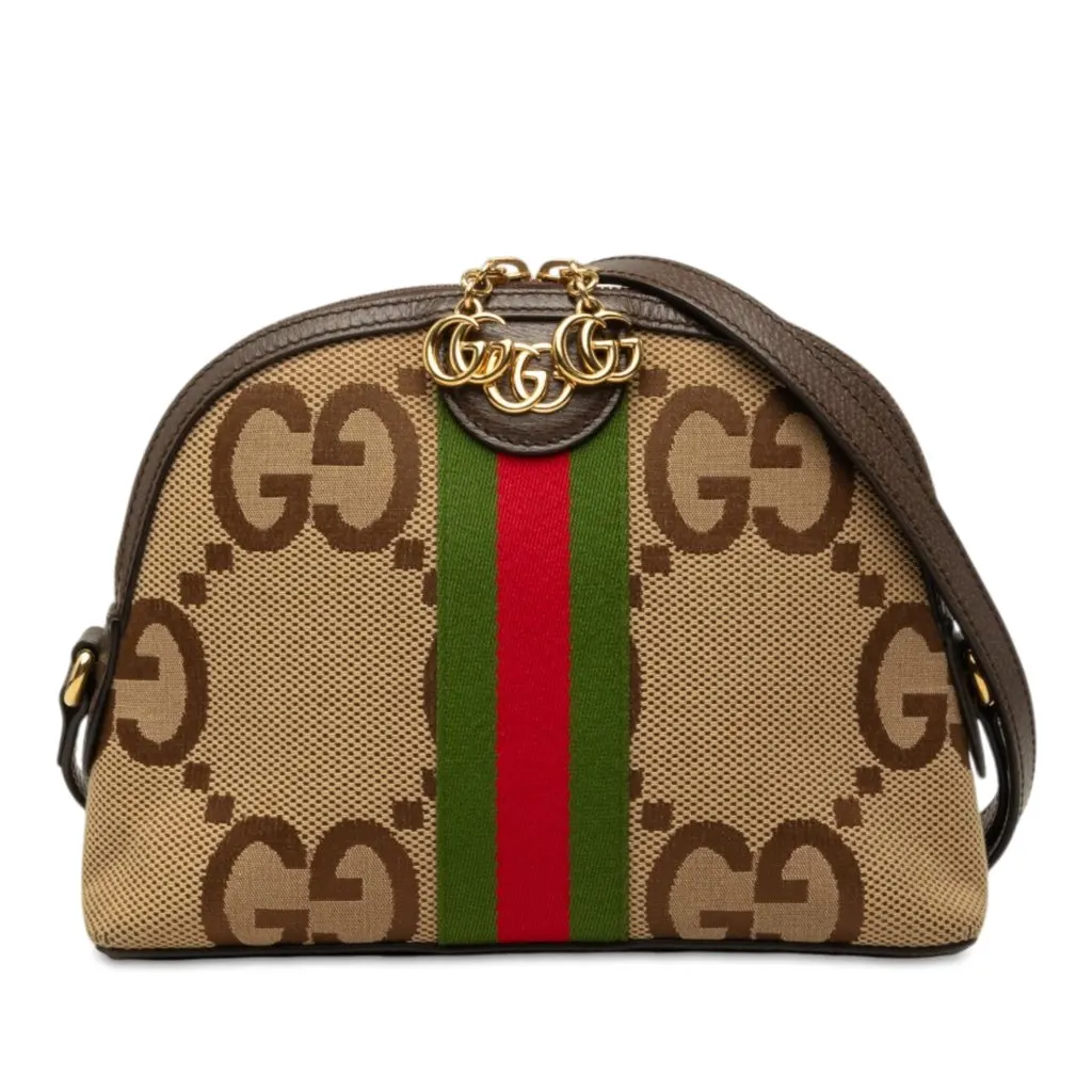 Gucci Small Jumbo GG Canvas Web Ophidia Dome Crossbody Beige Very good - Front View