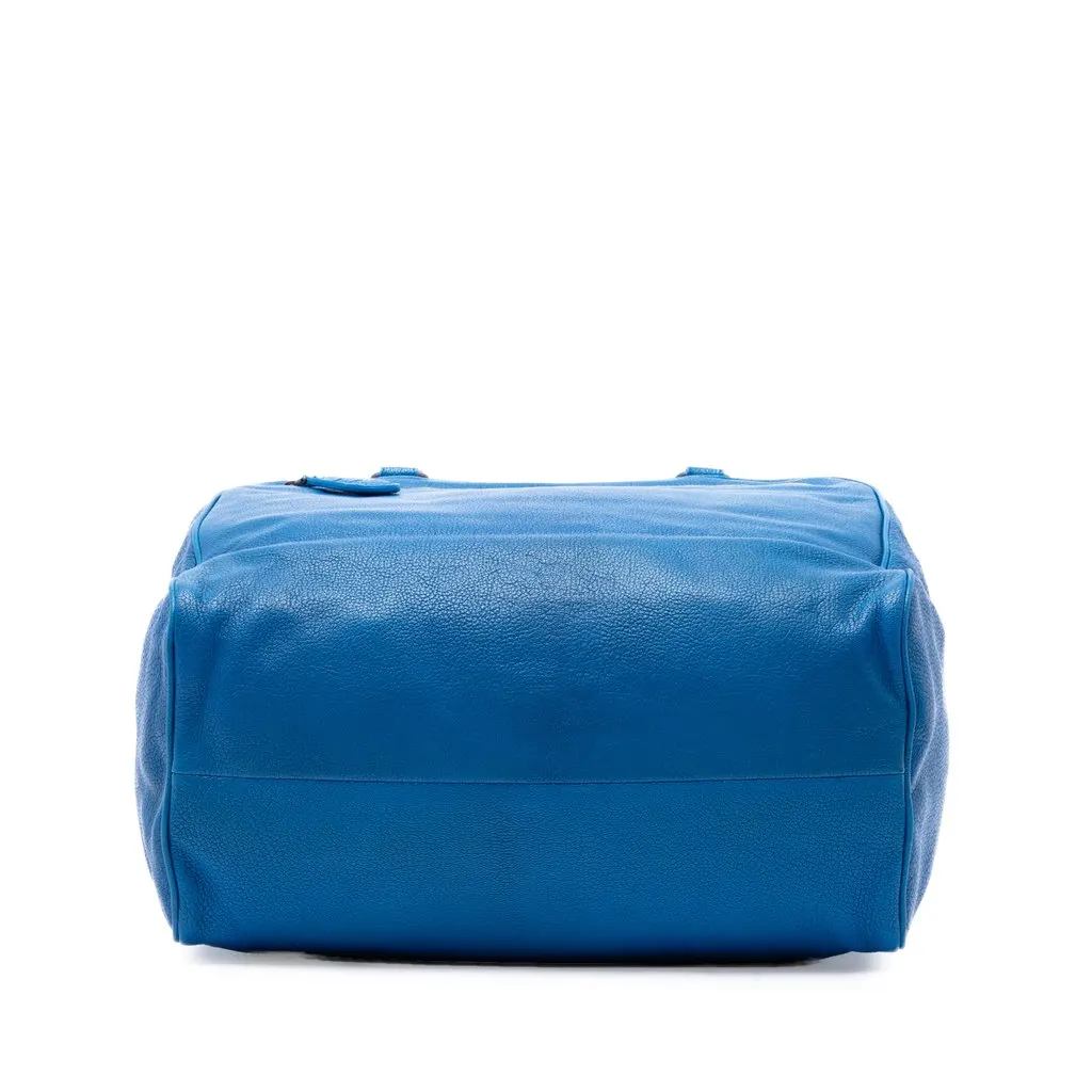 Bottega Veneta Intrecciato Trimmed Medium Goatskin Madras Heritage Brera Handbag Blue Leather Very good - Inside View