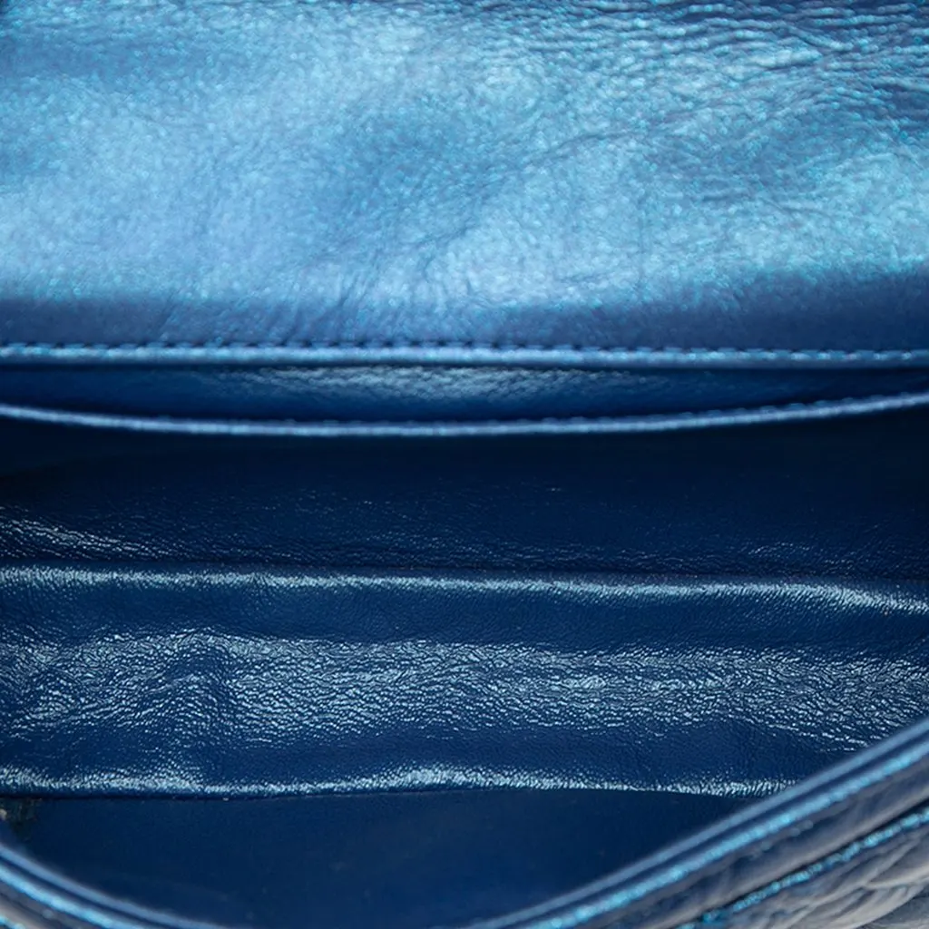 Chanel Quilted Metallic Aged Calfskin Reissue 2.55 Belt Bag Blue Leather Very good - Model View