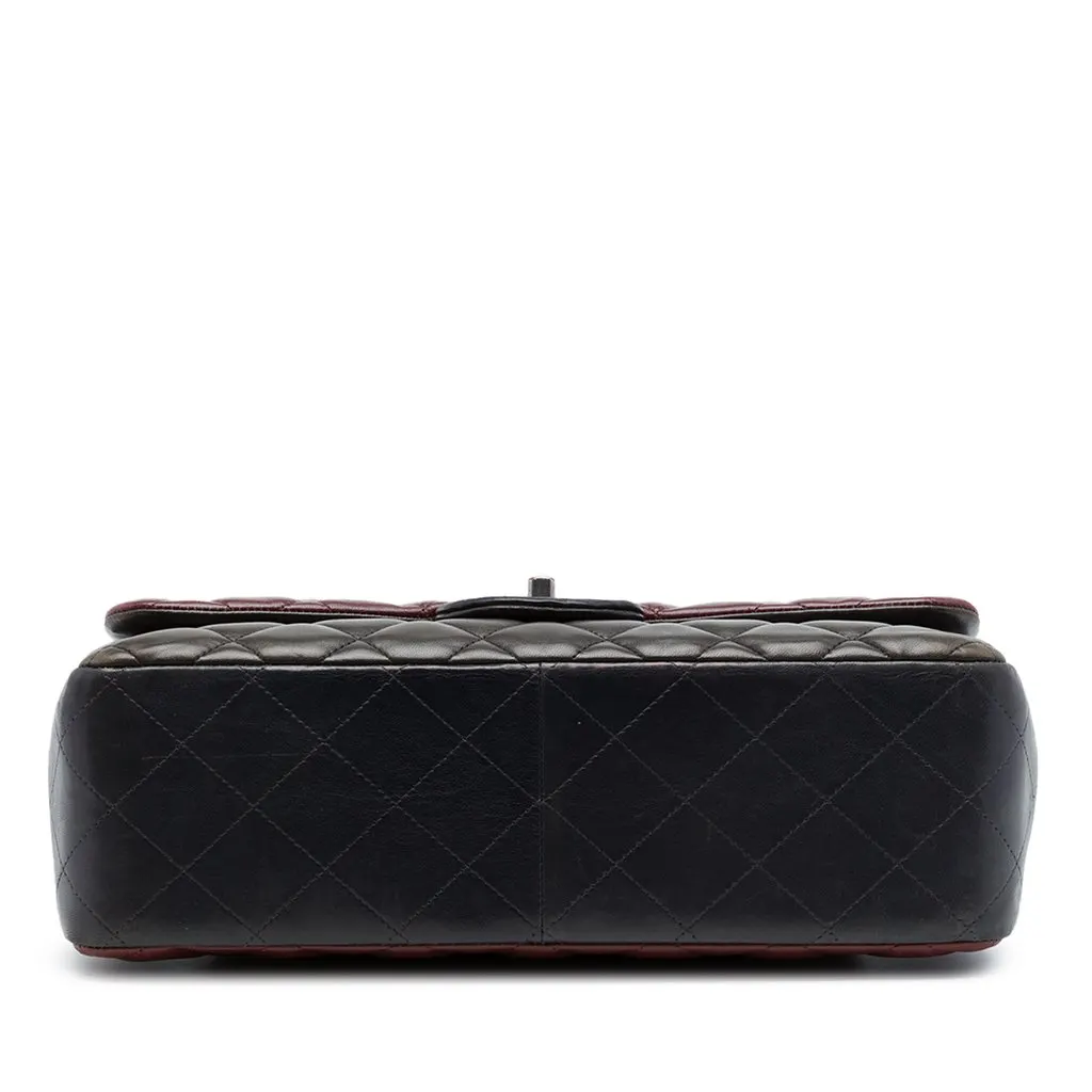 Chanel Jumbo Classic Tricolor Lambskin Double Flap Red Leather Very good - Inside View
