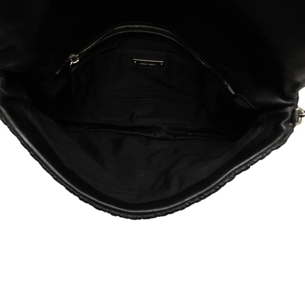 Miu Miu Large Matelasse Nappa Crystal Satchel Black Leather Good - Model View