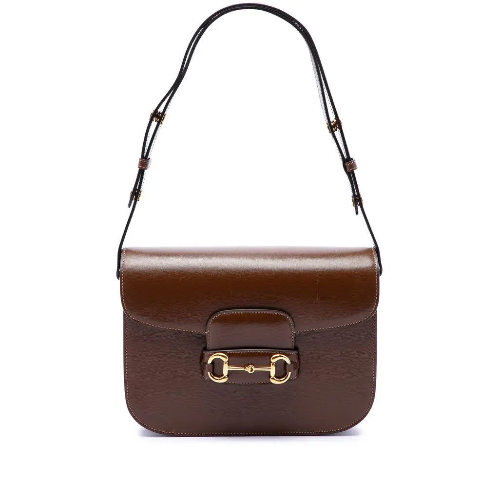 Gucci Medium Leather Horsebit 1955 Shoulder Bag Brown Leather Very good - Front View