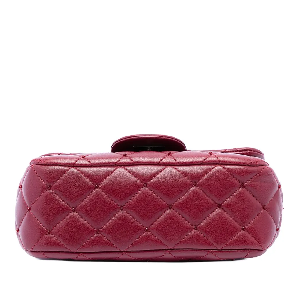 Chanel Extra Mini Rectangular Classic Lambskin Single Flap Red Leather Very good - Inside View