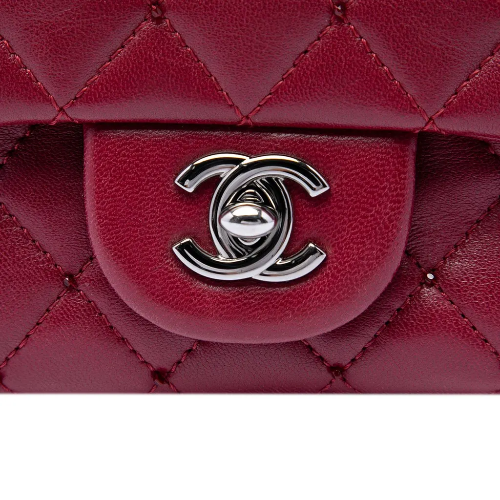 Chanel Extra Mini Rectangular Classic Lambskin Single Flap Red Leather Very good - Box View