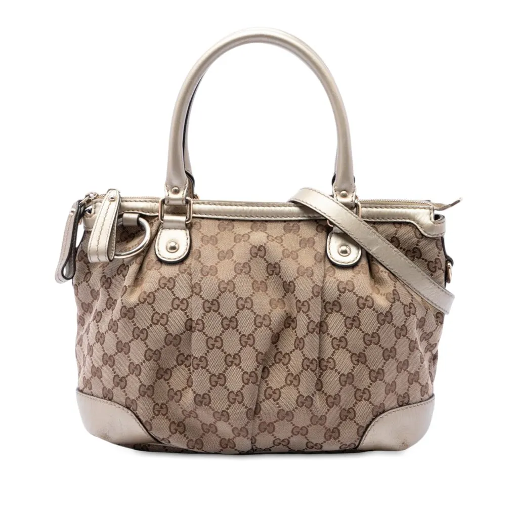 Gucci GG Canvas Sukey Satchel Beige Very good - Front View