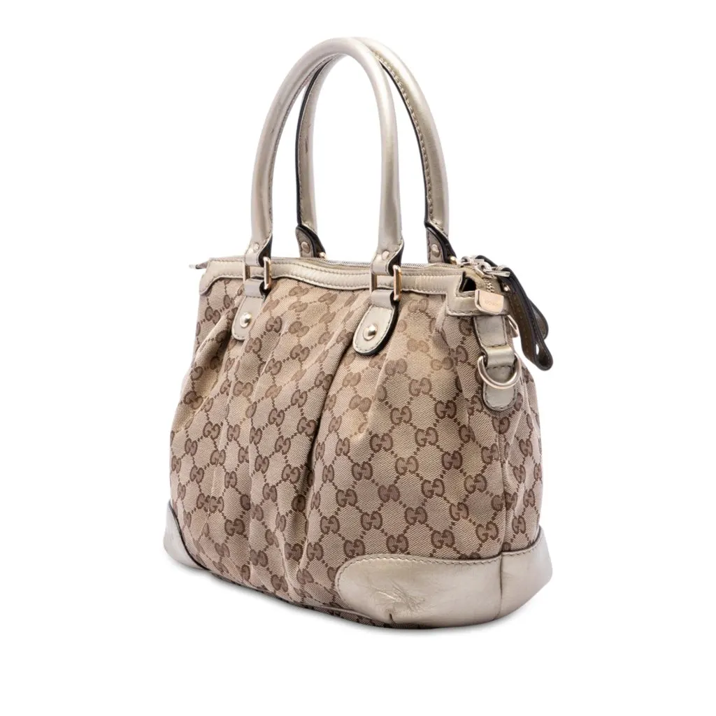 Gucci GG Canvas Sukey Satchel Beige Very good - Back View