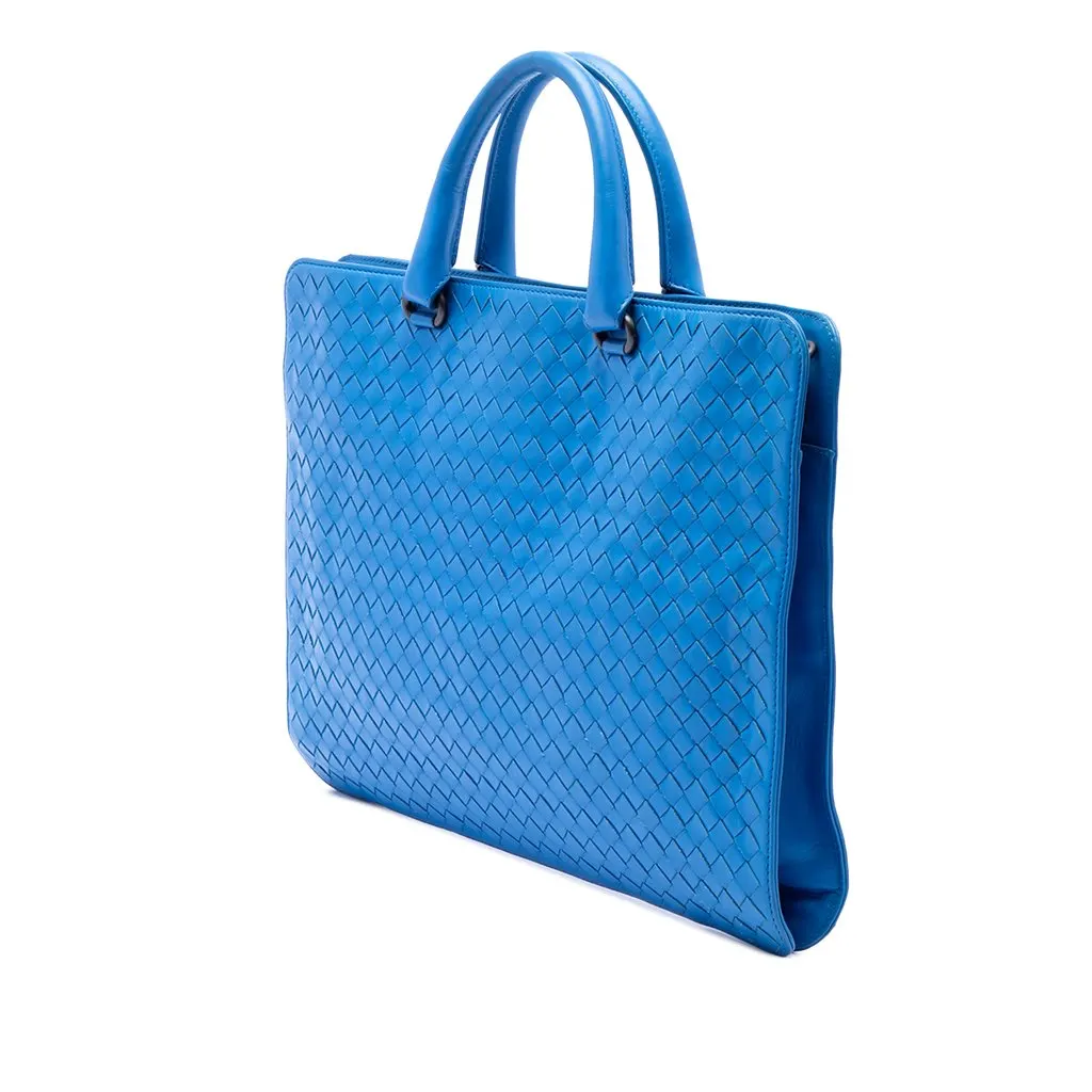 Bottega Veneta Nappa Intrecciato Briefcase Blue Leather Very good - Back View