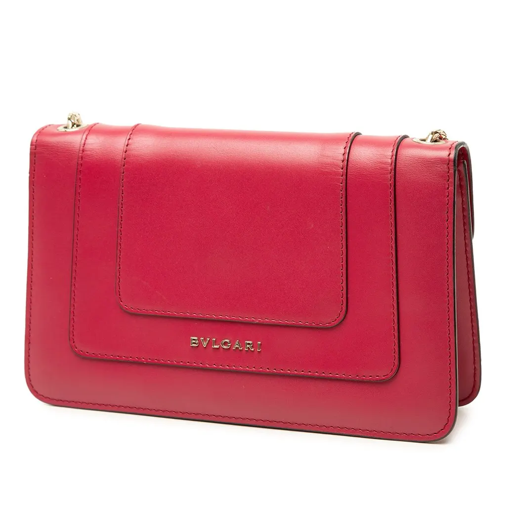 Bvlgari Calfskin Serpenti Forever East West Shoulder Bag Red Leather Good - Back View