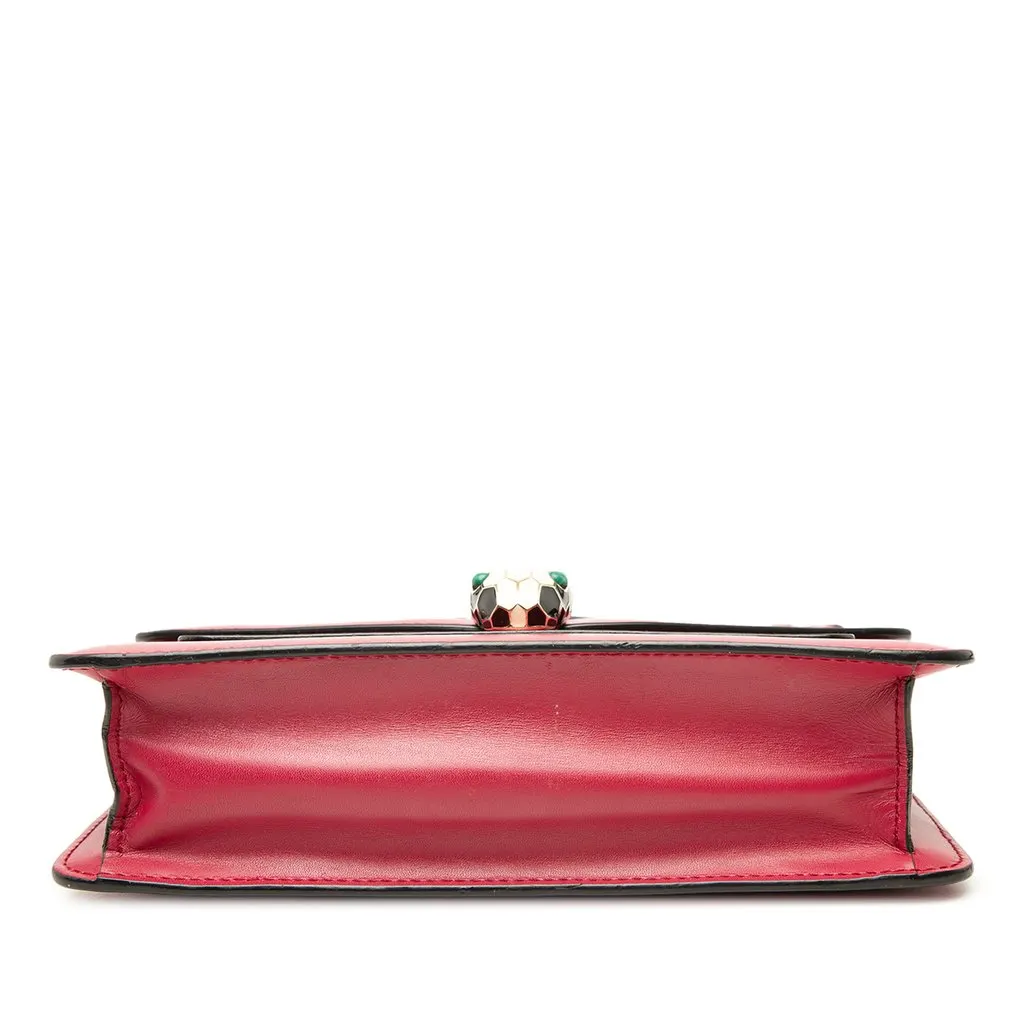 Bvlgari Calfskin Serpenti Forever East West Shoulder Bag Red Leather Good - Inside View