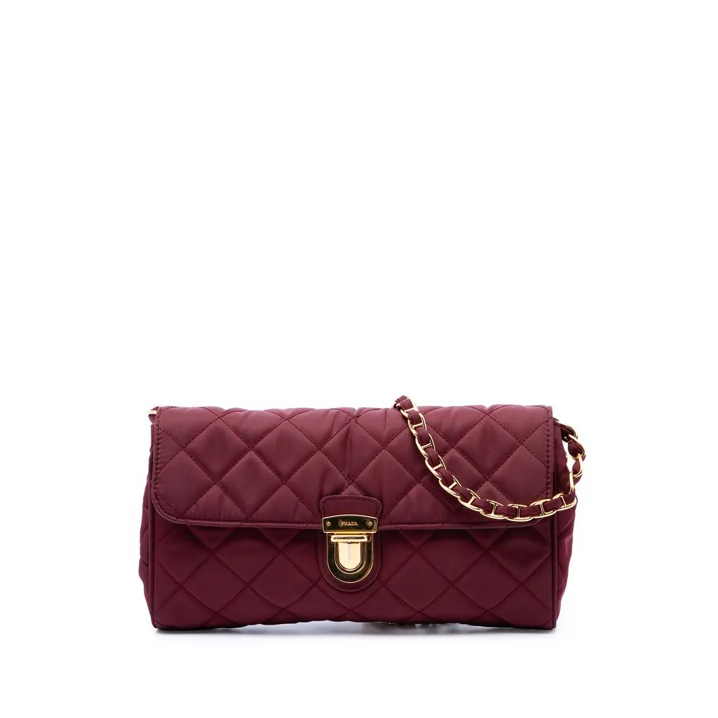 Prada Impuntu Tessuto Chain Crossbody Red Very good - Front View
