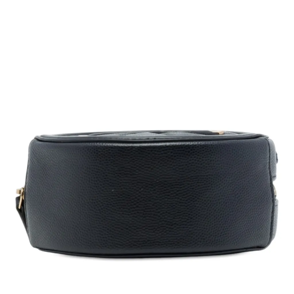 Chanel Caviar CC Filigree Round Clutch with Chain Black Leather Very good - Inside View
