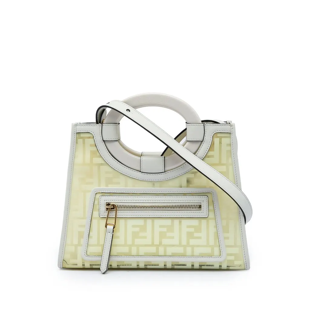 Fendi Zucca PVC Runaway Shopper Satchel White Plastic Very good - Front View