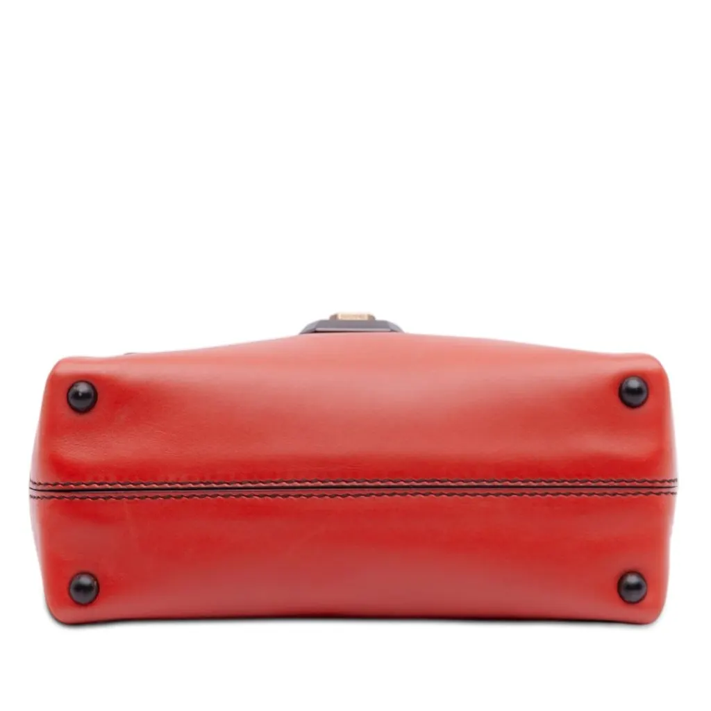 Bottega Veneta Mini Intrecciato Trimmed Nappa Piazza Top Handle Satchel Orange Leather Very good - Inside View