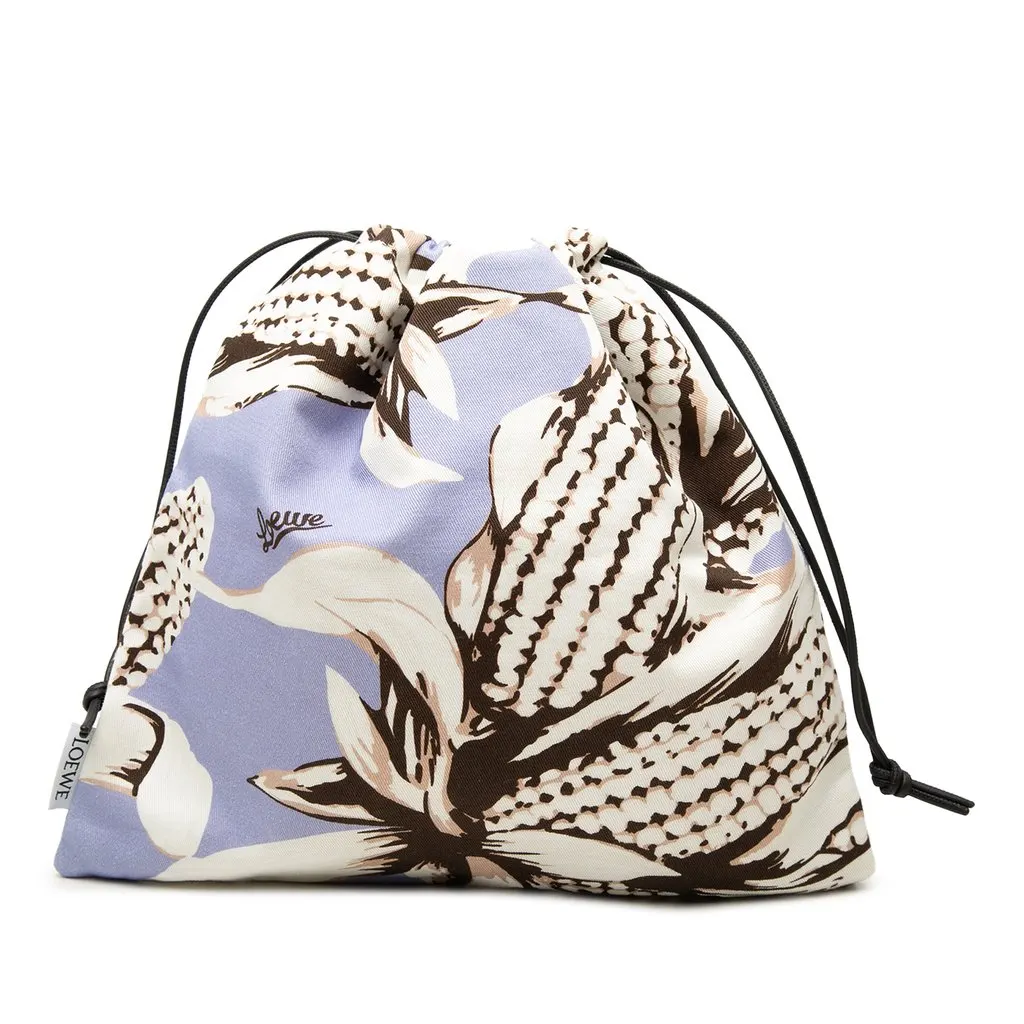 Loewe Paulas Ibiza Canvas Corn Print Drawstring Pouch White Canvas Very good - Front View