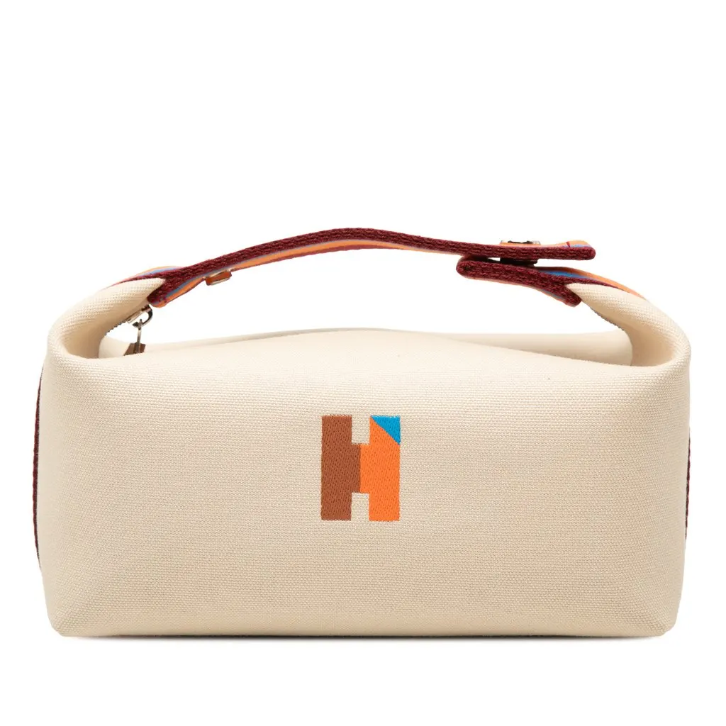 Hermès Small Toile Bride A Brac H Pavillon Case Brown Very good - Front View