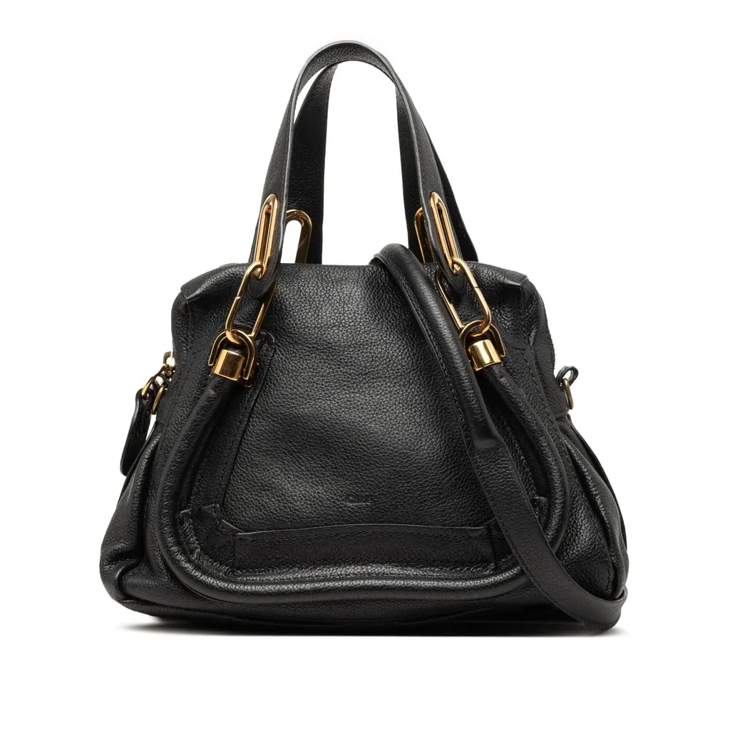 Chloé Small Pebbled Leather Paraty Satchel Black Leather Very good - Front View