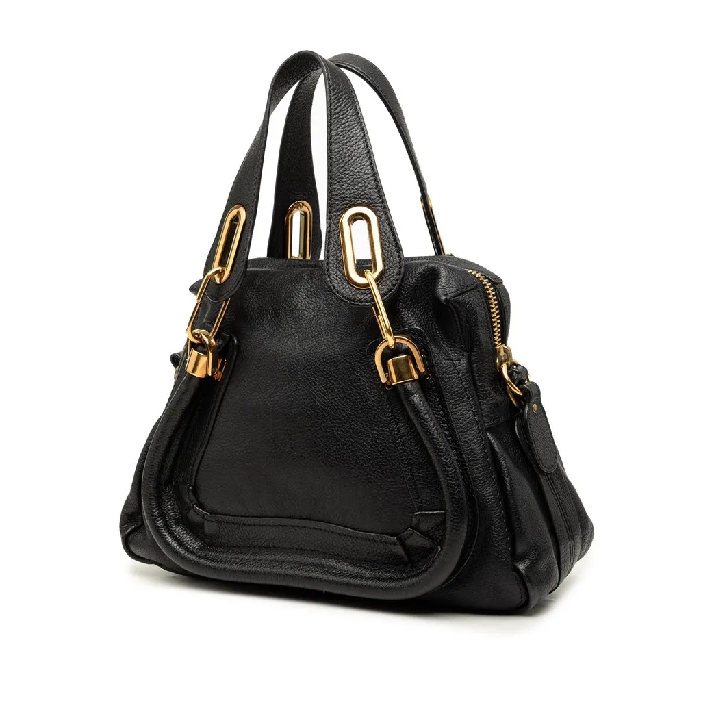 Chloé Small Pebbled Leather Paraty Satchel Black Leather Very good - Back View