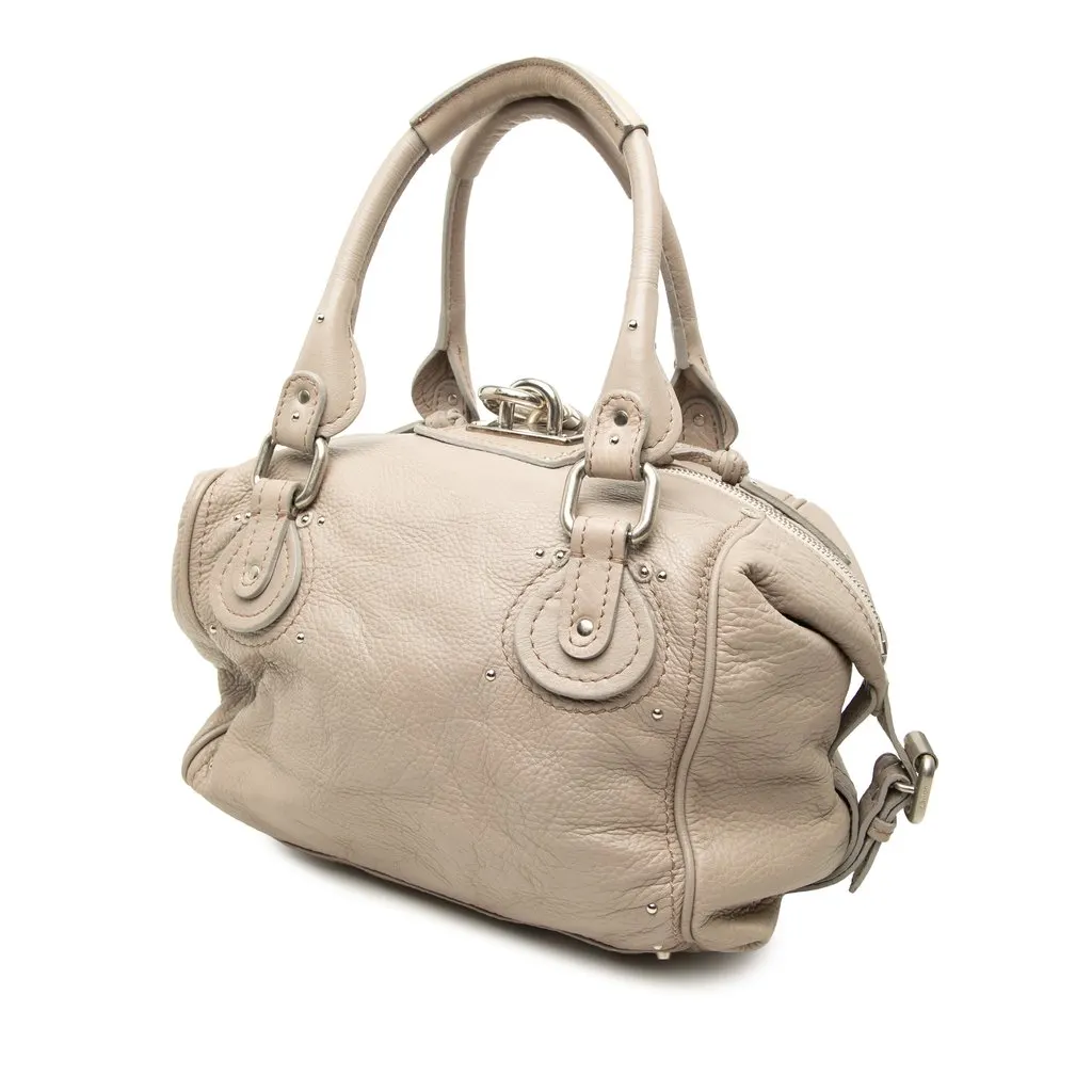 Chloé Leather Paddington Handbag Grey Leather Good - Back View