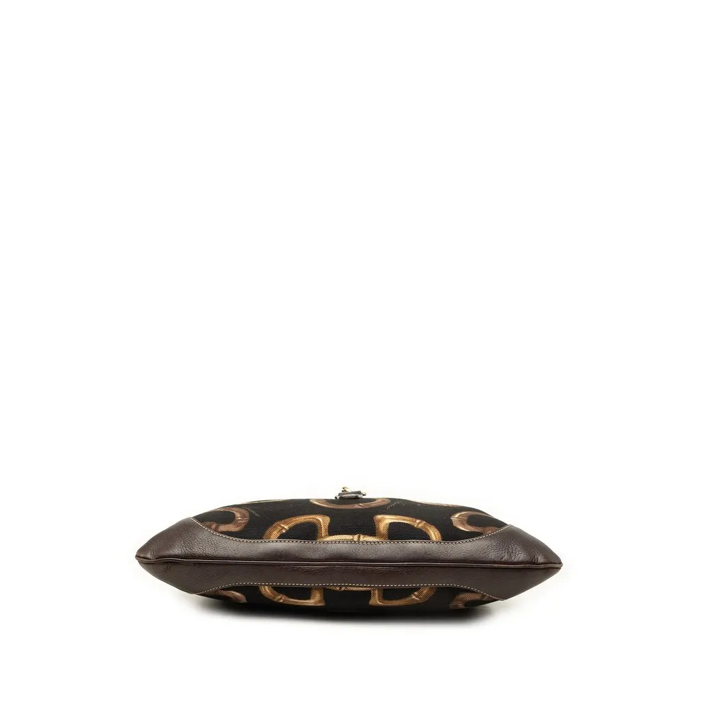 Gucci Horsebit Canvas Jackie O Bouvier Hobo Black Canvas Good - Inside View