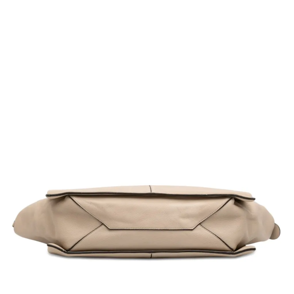 Celine Medium Grained Calfskin Trifold Tote Beige Leather Good - Inside View