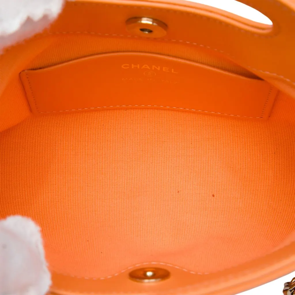 Chanel Nano Shiny Crumpled Calfskin 31 Shopping Bag Orange Leather Very good - Model View