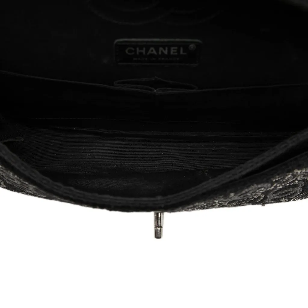 Chanel Paris Shanghai Medium Tweed Strass Embellished Pudong Double Flap Black Tweed Good - Model View