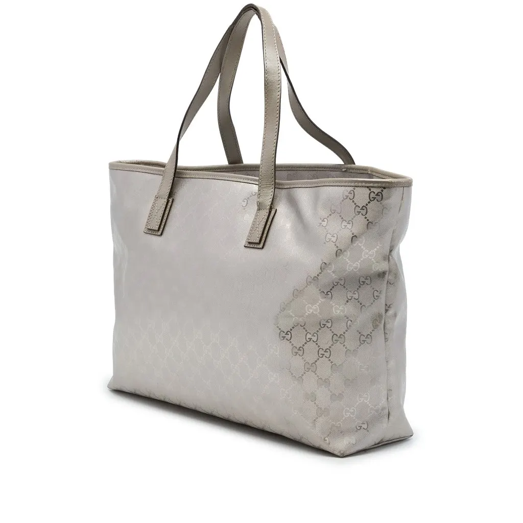 Gucci Large GG Imprime Tote Silver Canvas Good - Back View