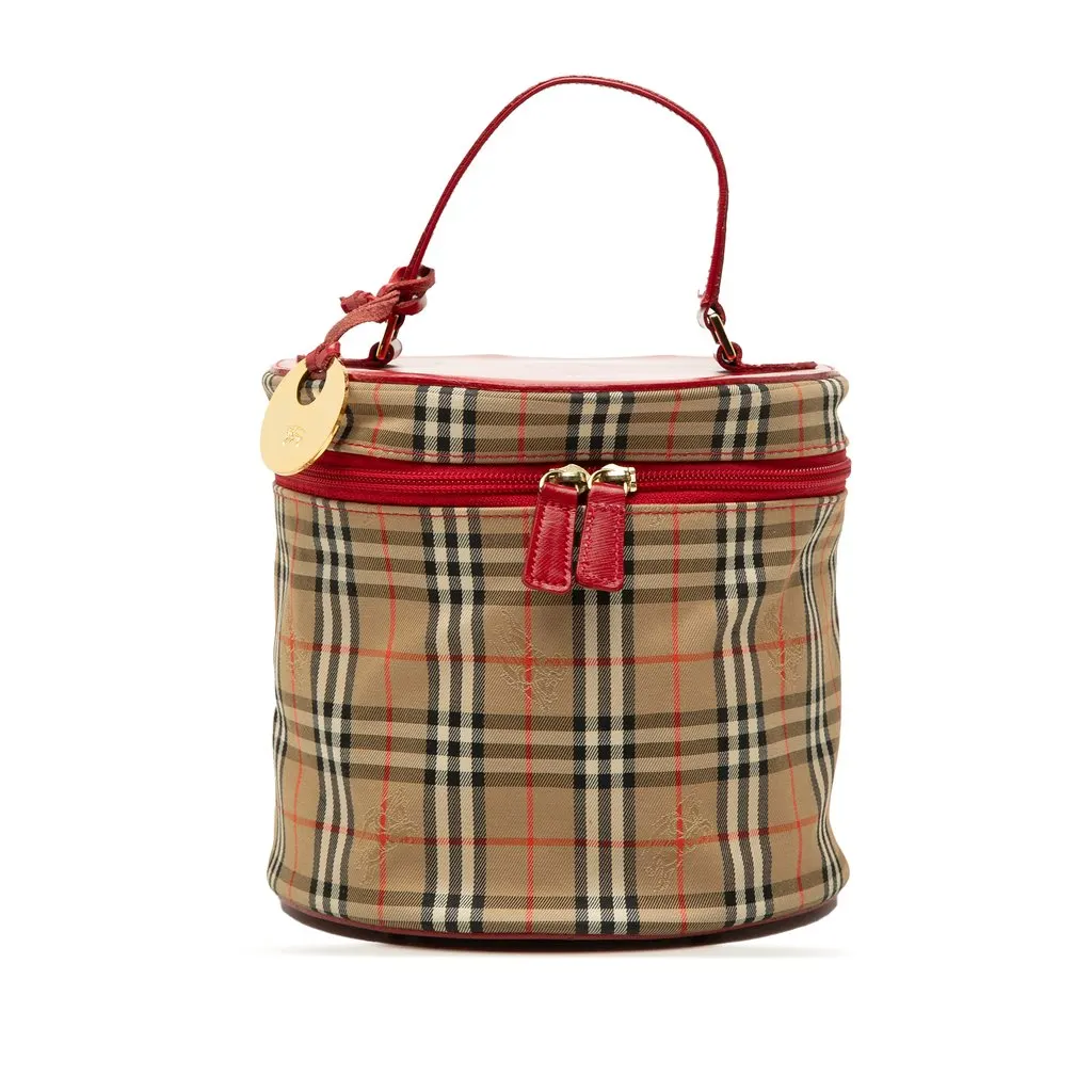 Burberry Haymarket Check Canvas Vanity Bag Beige Canvas Very good - Front View