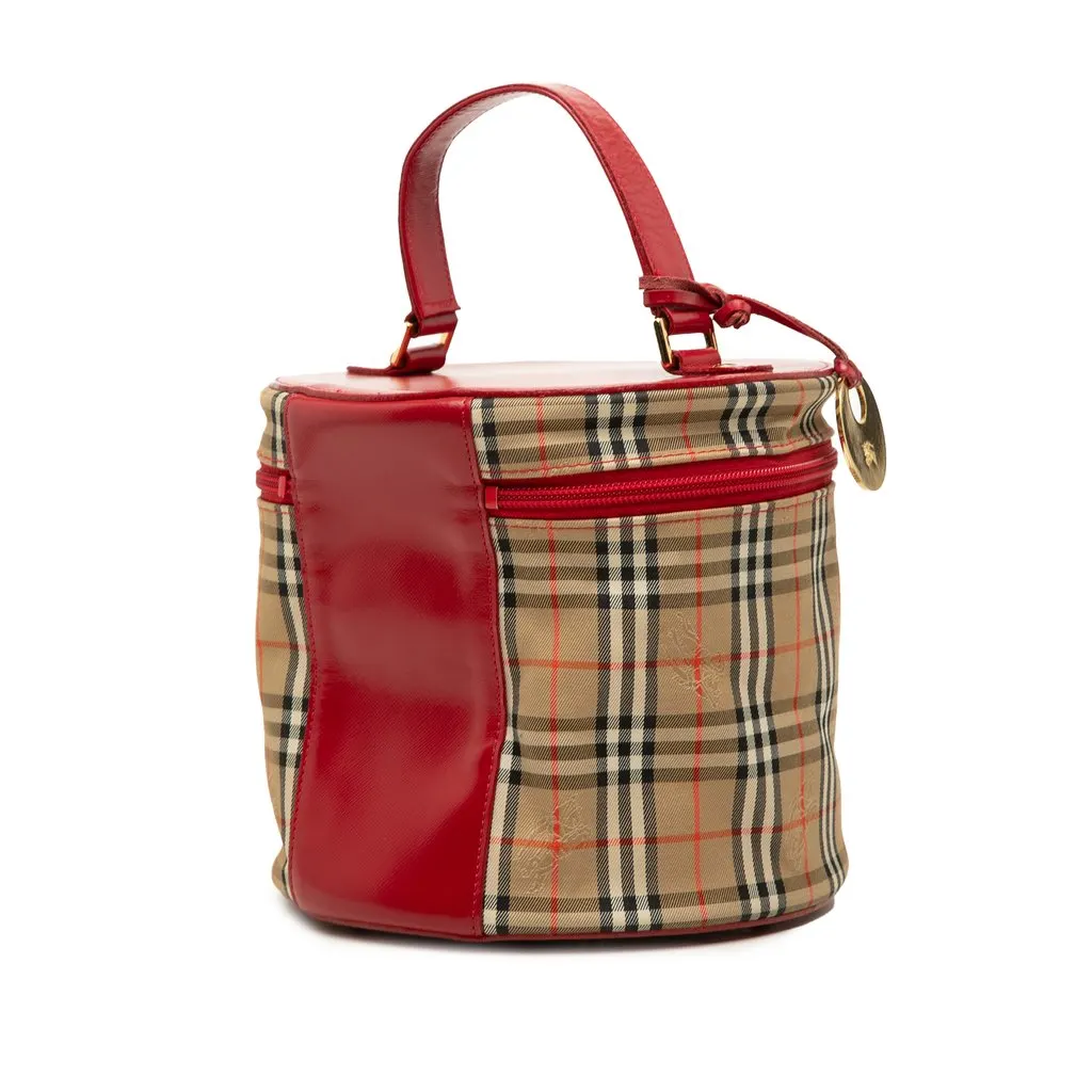 Burberry Haymarket Check Canvas Vanity Bag Beige Canvas Very good - Back View