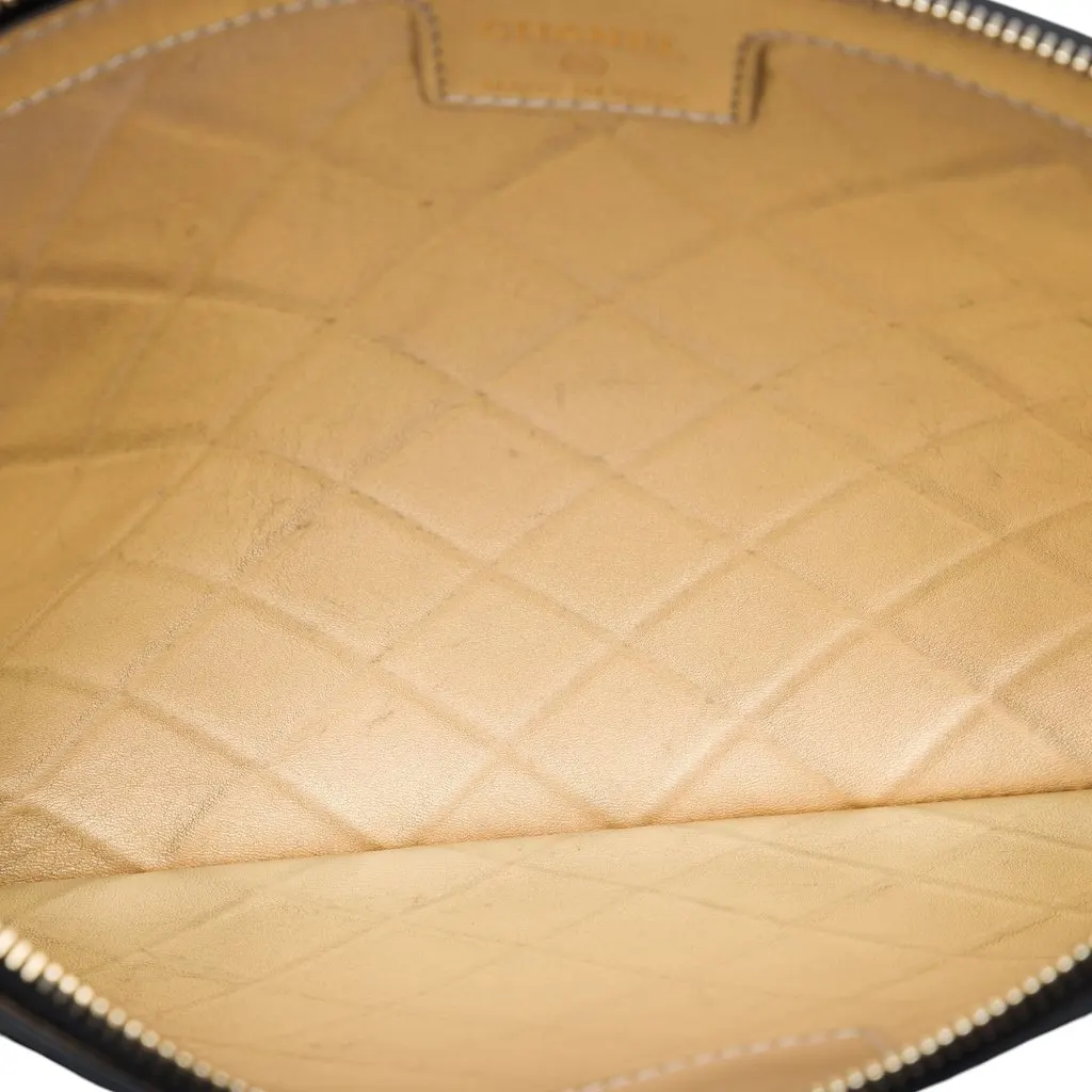 Chanel Large Quilted Stitched Calfskin Zip Pouch Black Leather Very good - Model View